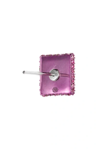 Shop Valentino Rockstud Crystal Stud Earrings In Uwc Pink Pp/ Fuxia