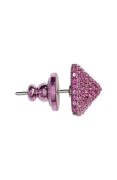 Shop Valentino Rockstud Crystal Stud Earrings In Uwc Pink Pp/ Fuxia