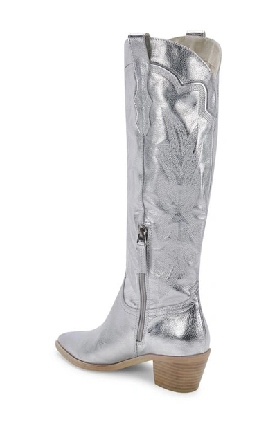 Shop Dolce Vita Shiren Western Boot In Silver Metallic Leather