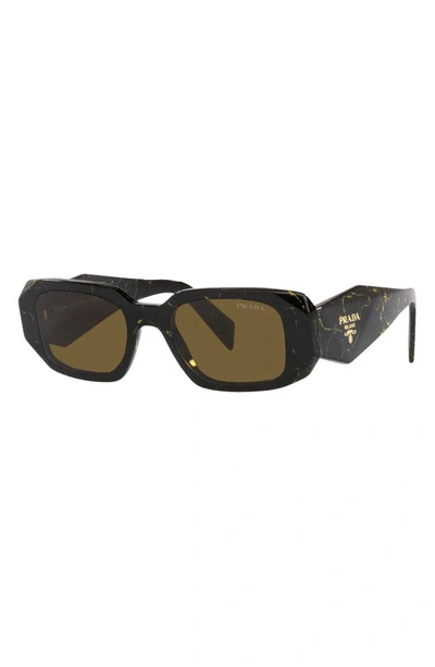 Shop Prada Runway 49mm Rectangular Sunglasses In Dark Brown