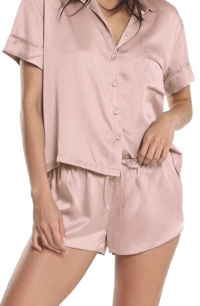 Shop Papinelle Short Silk Pajamas In  Pink