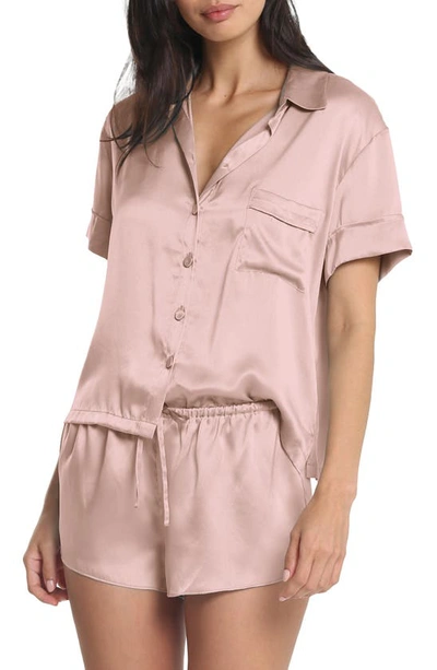 Shop Papinelle Short Silk Pajamas In  Pink