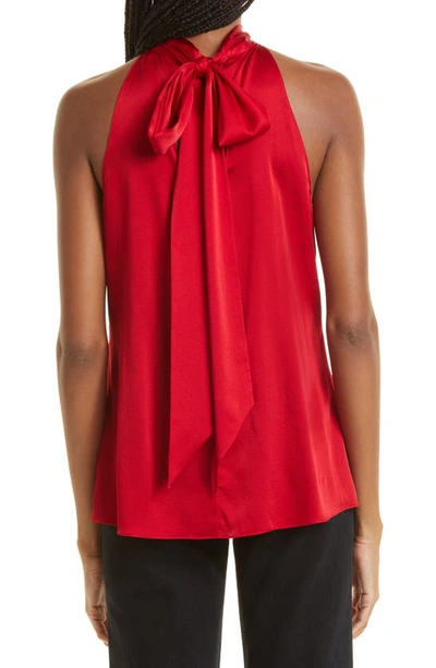 Shop Ramy Brook Lori Stretch Silk Halter Top In Scarlet