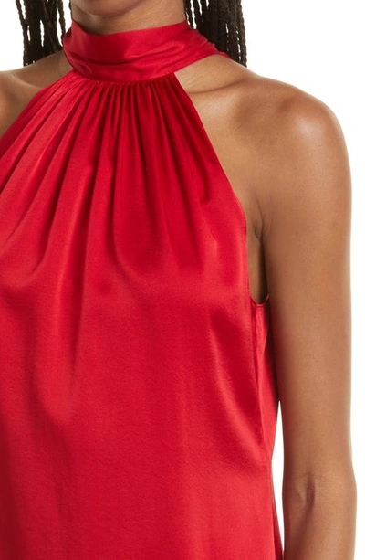 Shop Ramy Brook Lori Stretch Silk Halter Top In Scarlet