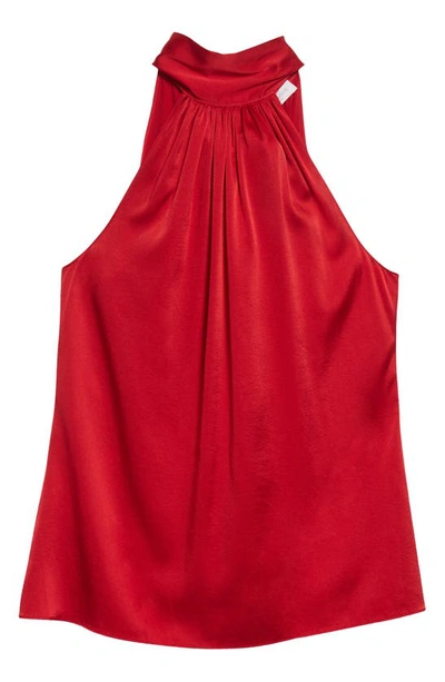 Shop Ramy Brook Lori Stretch Silk Halter Top In Scarlet