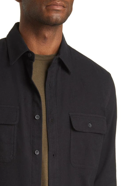 Shop Treasure & Bond Grindle Trim Fit Flannel Button-down Shirt In Black Solid Grindle