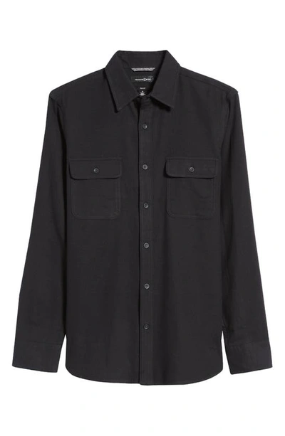 Shop Treasure & Bond Grindle Trim Fit Flannel Button-down Shirt In Black Solid Grindle