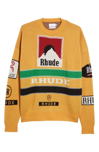 Shop Rhude Ayrton Wool & Cashmere Sweater In Mustard Multi