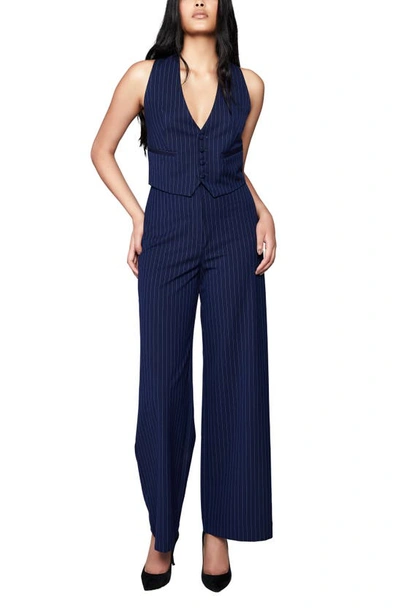 Bardot Pin Stripe Wide Leg Pants In Navy Strip