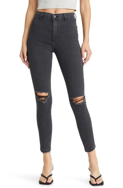 Topshop Joni Ripped Skinny Jeans In Washed Black | ModeSens