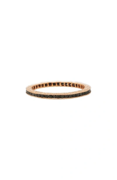 Shop Sethi Couture Channel Set Diamond Ring In Rose Gold/ Black Diamond