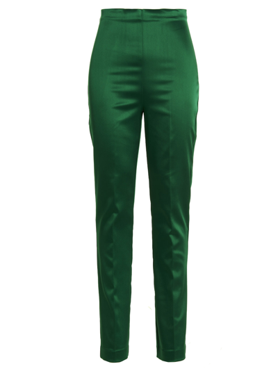 Shop P.a.r.o.s.h Satin Trousers In Green