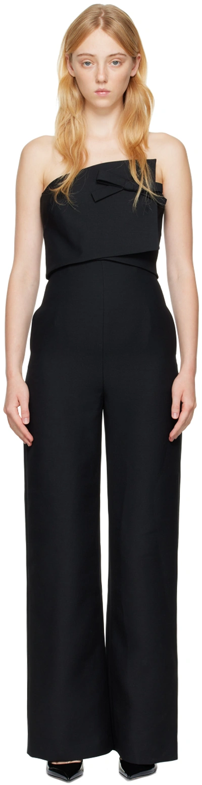 Shop Valentino Black Bow Jumpsuit In 0no Nero