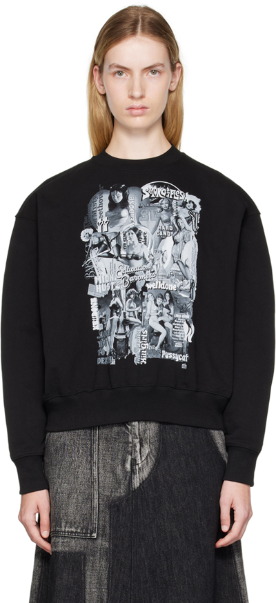 We11 Done Black Movie Collage Sweatshirt In Black