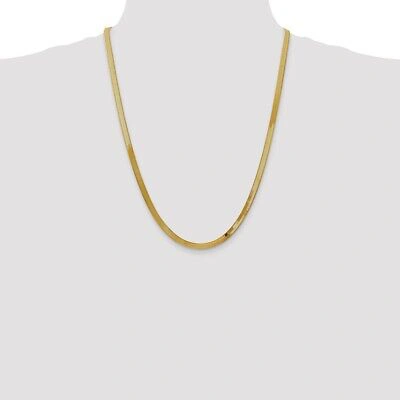 Pre-owned Phoenix Fire Corporation Solid 14k Y Gold Chain Necklace | Designs By Nathan | 4mm 24" | Flat Herringbone In Yellow