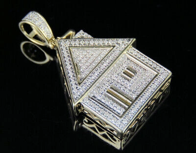 Pre-owned Jewelry Unlimited Men's 10k Yellow Gold Real Diamond Custom Trap House Pendant Charm 1/2 Ct 1.25" In H-i