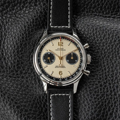 Pre-owned Sugess Army Seagull Goose Neck Mechanical Panda Chronograph 1963 Watch Gift Choice In 38mm Champagne Watch Goose Neck