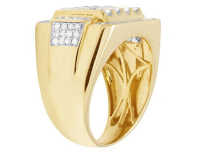 Pre-owned Jewelry Unlimited Mens 14k Yellow Gold Genuine Diamond Channel Statement Pinky Ring Band 2 Ct 18mm In G-h