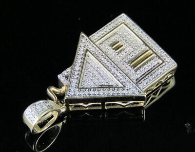 Pre-owned Jewelry Unlimited Men's 10k Yellow Gold Real Diamond Custom Trap House Pendant Charm 1/2 Ct 1.25" In H-i