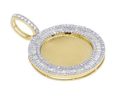 Pre-owned Jewelry Unlimited 10k Yellow Gold 1.75ct Real Diamond Baguette Memory Frame Pendant 1.5" In G-h
