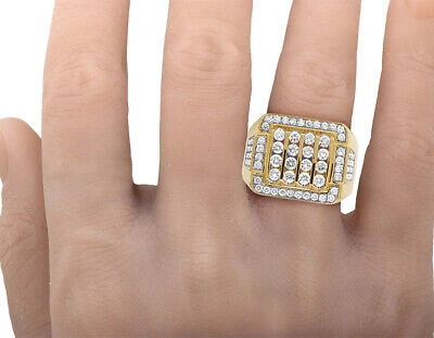 Pre-owned Jewelry Unlimited Mens 14k Yellow Gold Genuine Diamond Channel Statement Pinky Ring Band 2 Ct 18mm In G-h