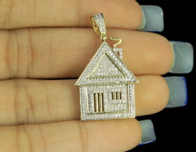 Pre-owned Jewelry Unlimited Men's 10k Yellow Gold Real Diamond Custom Trap House Pendant Charm 1/2 Ct 1.25" In H-i