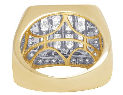 Pre-owned Jewelry Unlimited Mens 14k Yellow Gold Genuine Diamond Channel Statement Pinky Ring Band 2 Ct 18mm In G-h