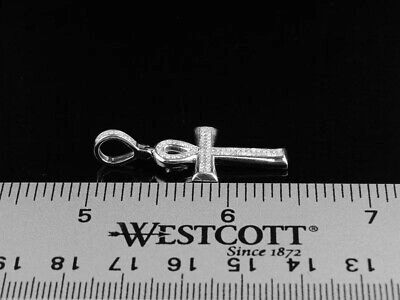 Pre-owned Jewelry Unlimited Unisex 10k White Gold Micro Pave Real Diamond Ankh Cross Pendant Charm 0.33ct In H-i