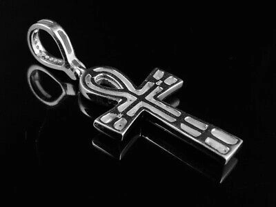 Pre-owned Jewelry Unlimited Unisex 10k White Gold Micro Pave Real Diamond Ankh Cross Pendant Charm 0.33ct In H-i
