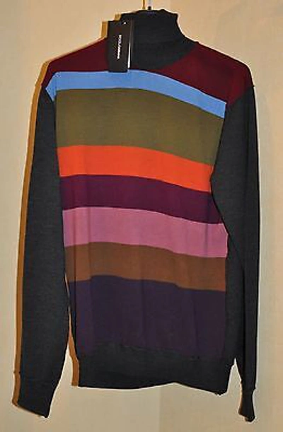 Pre-owned Dolce & Gabbana Authentic Men's  Multicolor Virgin Wool Sweater