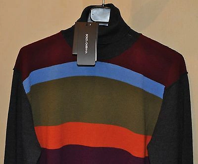 Pre-owned Dolce & Gabbana Authentic Men's  Multicolor Virgin Wool Sweater