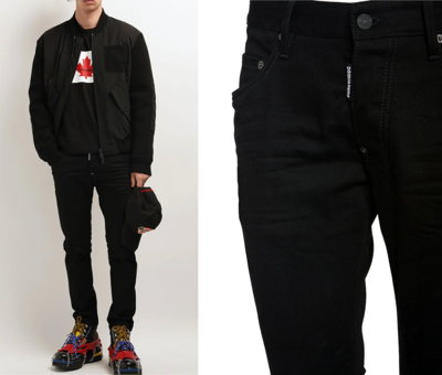 Pre-owned Dsquared2 Jeans 16cm Skater Bull Cotton Denim Pants Trousers Collection In Black