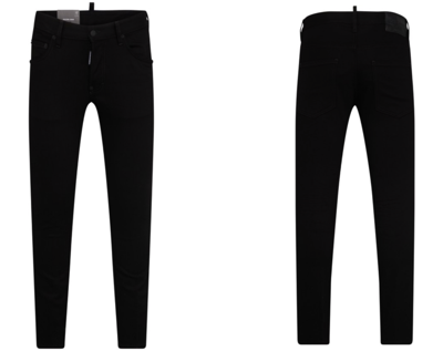 Pre-owned Dsquared2 Jeans 16cm Skater Bull Cotton Denim Pants Trousers Collection In Black