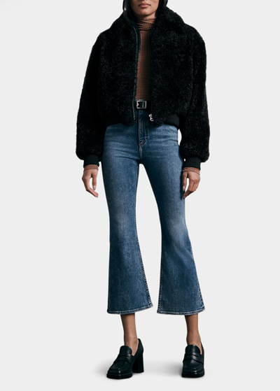 Shop Rag & Bone Nikki Faux Shearling Bomber Jacket In Black