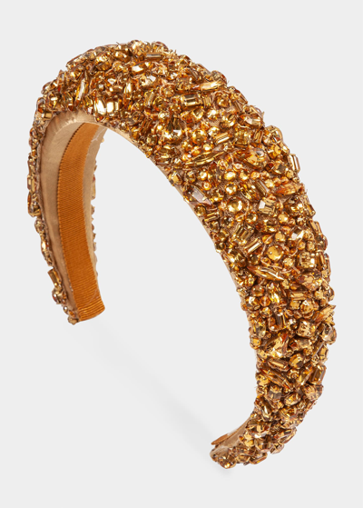 Shop Jennifer Behr Medici Glass Crystals Headband In Golden