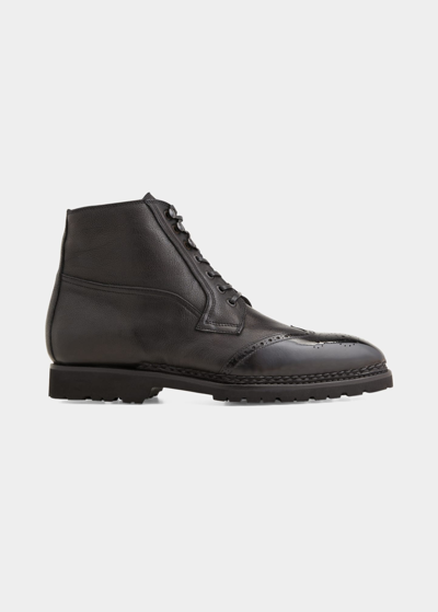 Shop Bontoni Men's Allegro Leather Ankle Boots In Black