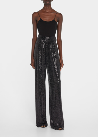 Shop Ramy Brook Gavin Metallic Wide-leg Pants In Black