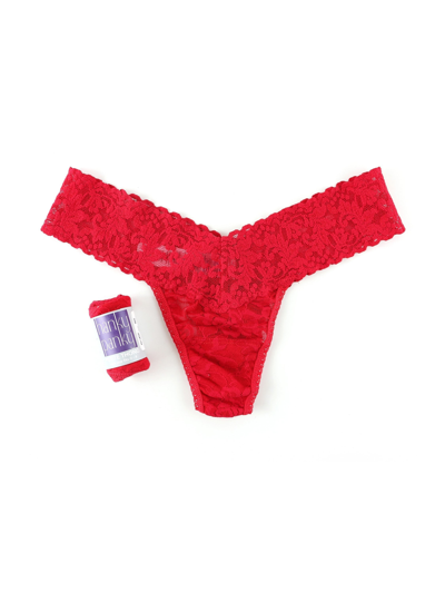 Shop Hanky Panky Petite Size Signature Lace Low Rise Thong In Red