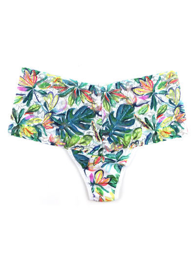 Shop Hanky Panky Printed Retro Lace Thong In Multicolor