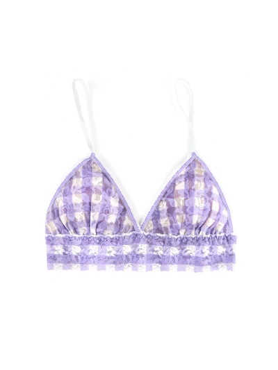 Shop Hanky Panky Printed Signature Lace Padded Triangle Bralette Sale Varsity Gingham In Multicolor
