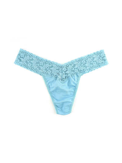 Shop Hanky Panky Supima® Cotton Low Rise Thong In Blue