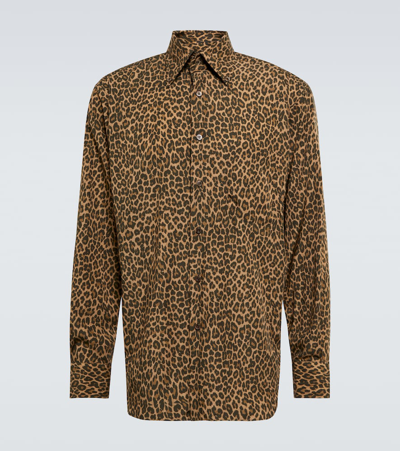 Shop Tom Ford Leopard-print Shirt In Dk Brw Fan