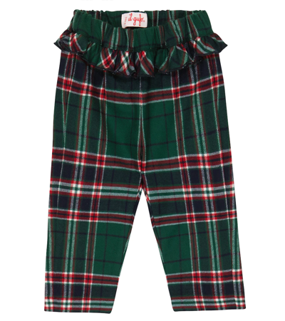 Il Gufo Baby Ruffle-trimmed Checked Leggings In Pine Green
