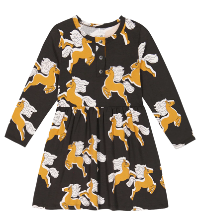 Mini Rodini Printed Cotton-blend Dress In Black