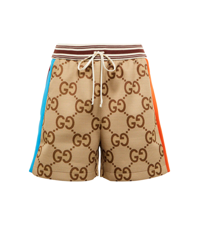 Shop Gucci Jumbo Gg Canvas Shorts In Beige/ebony/mc