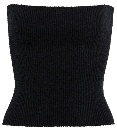 Shop Wardrobe.nyc Wardrobe. Nyc Strapless Ribbed Cotton Top In Black