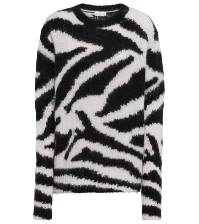 Shop Dries Van Noten Zebra-print Alpaca Wool-blend Sweater In Ecru