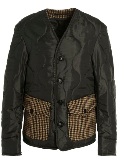 Shop Fortela Check Wool Quilted Jacket In Green