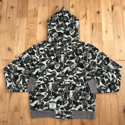 Pre-owned Bape X Stussy Bape × Stussy Full Zip Hoodie Skull Bape Camo A  Bathing Ape In Black Camo | ModeSens