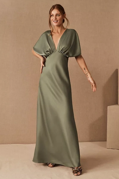 Bhldn Leila Satin Charmeuse Dress In Green | ModeSens